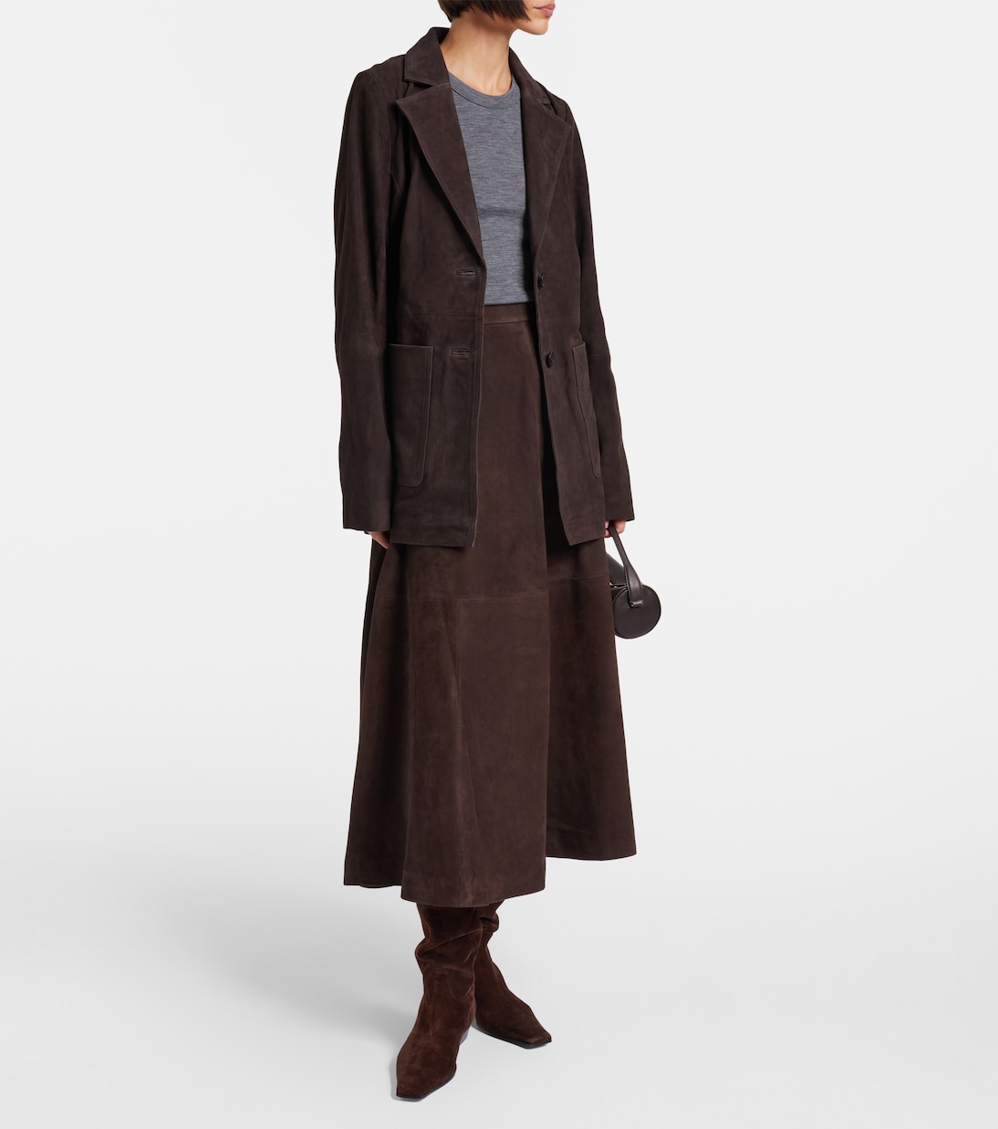 Suede midi skirt  | Róhe