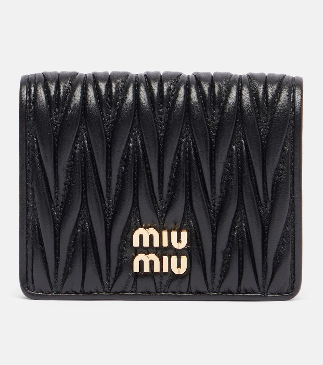 Logo matelassé leather wallet | Miu Miu