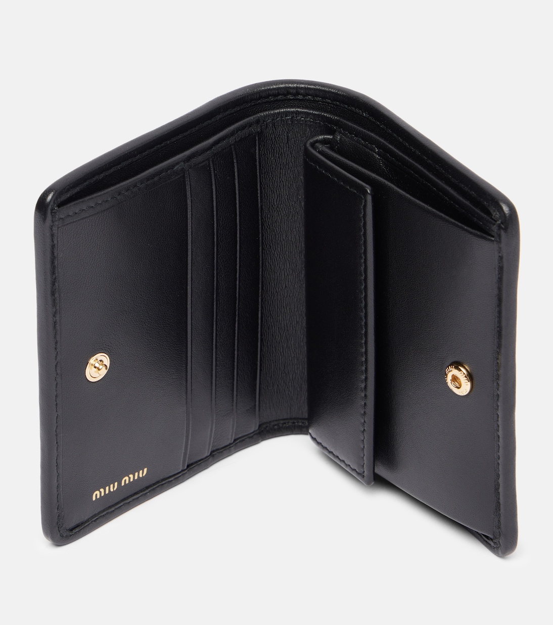 Logo matelassé leather wallet | Miu Miu