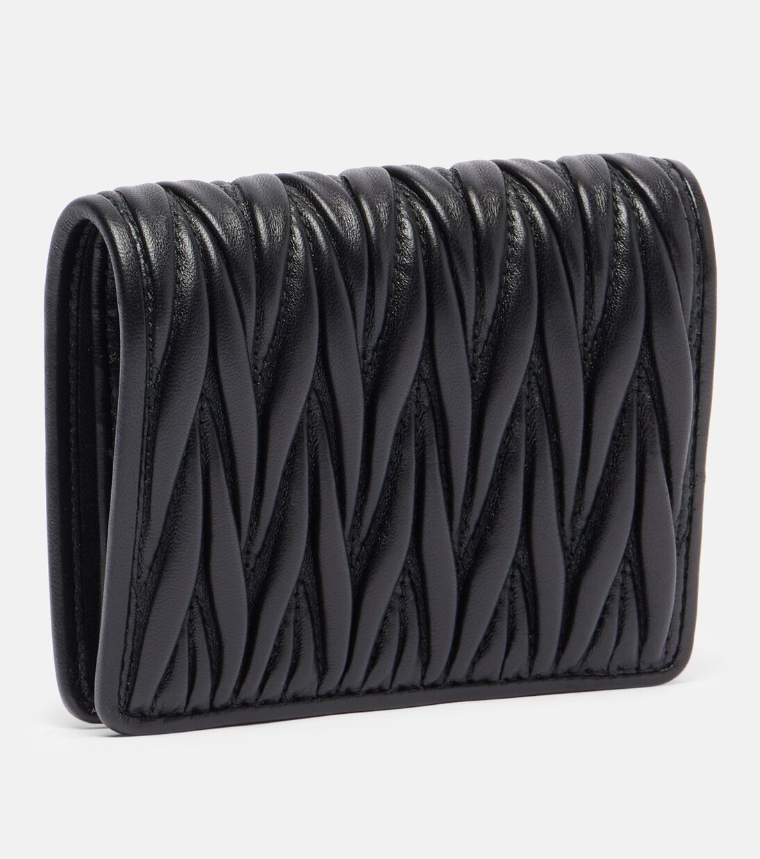 Logo matelassé leather wallet | Miu Miu
