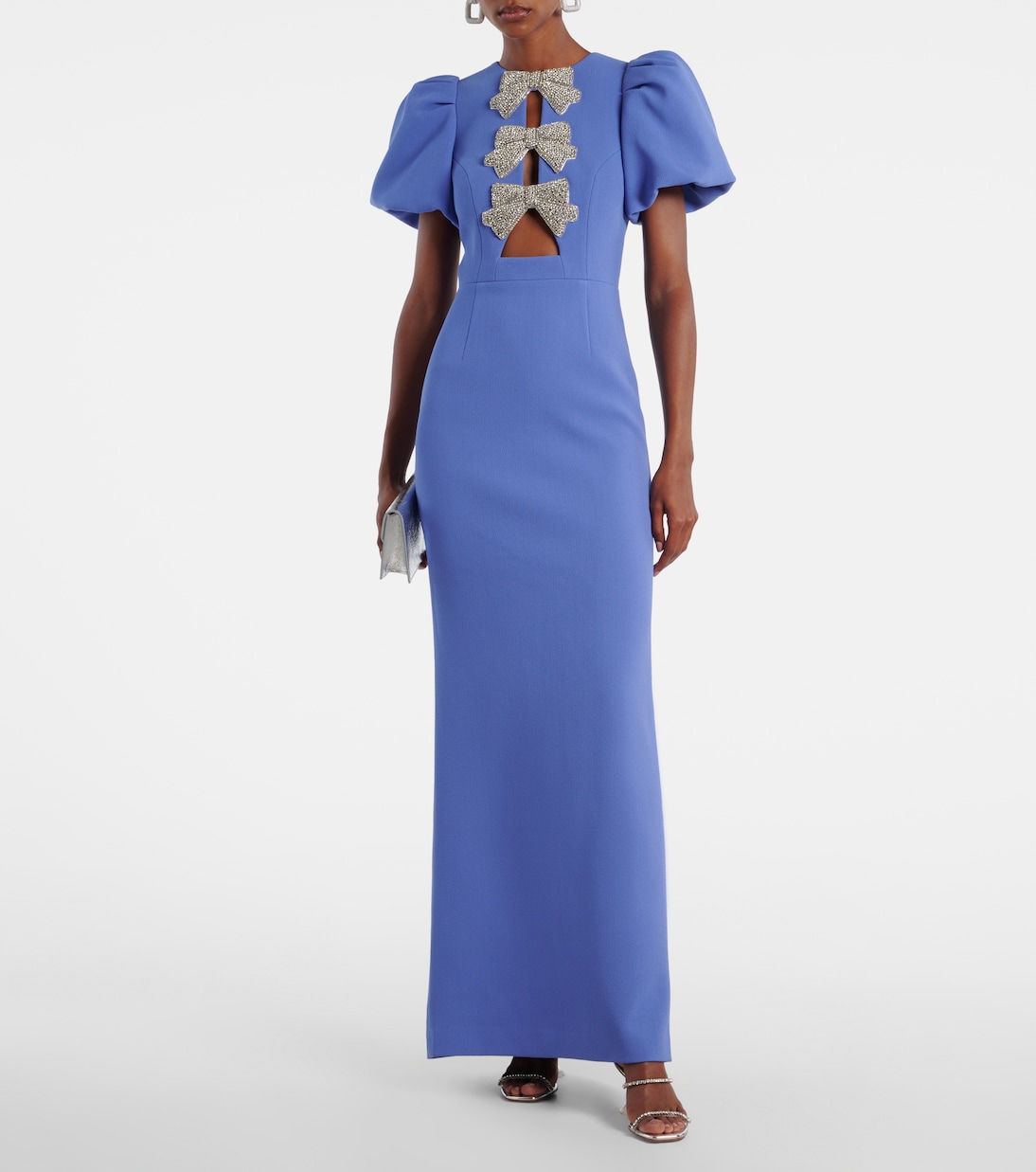 Violetta bow-detail embellished crêpe gown | Rebecca Vallance