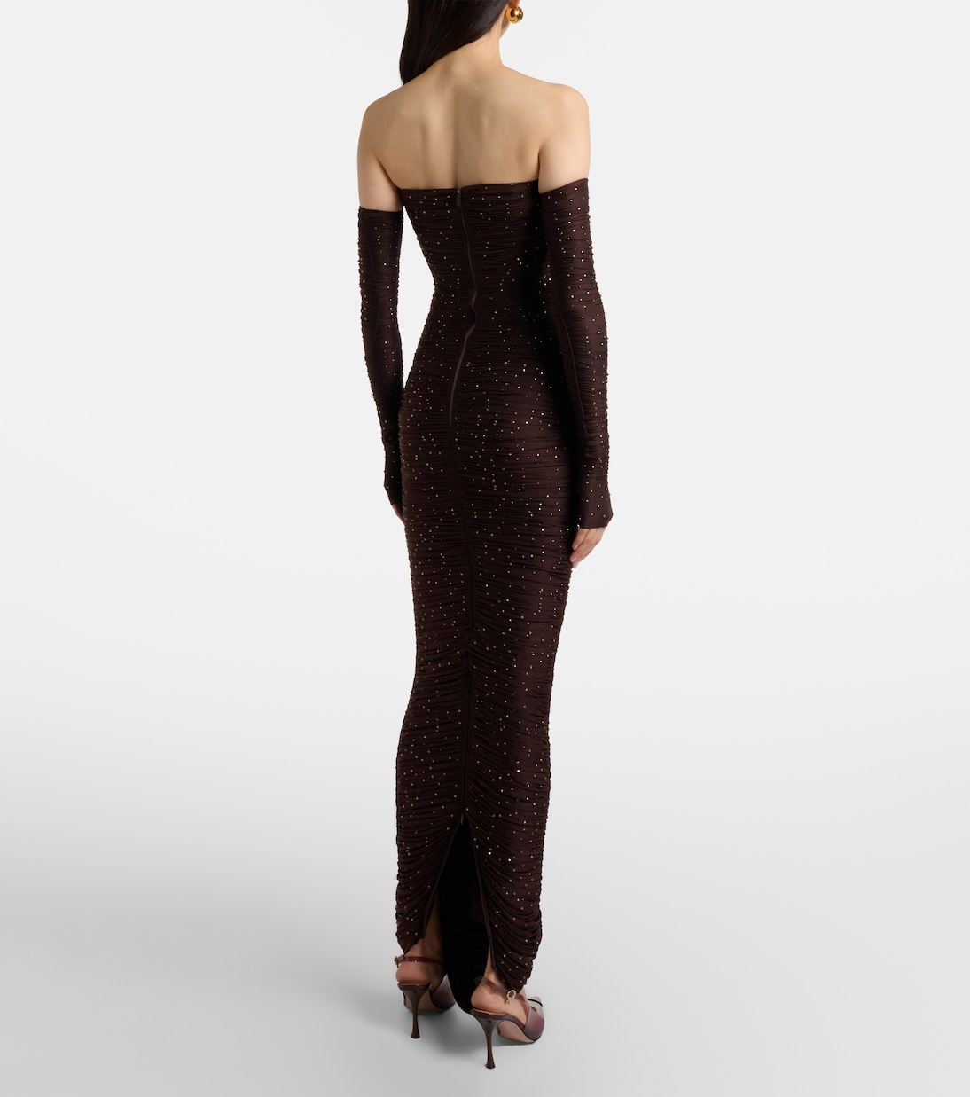 Ruched off-shoulder embellished jersey gown | Alex Perry