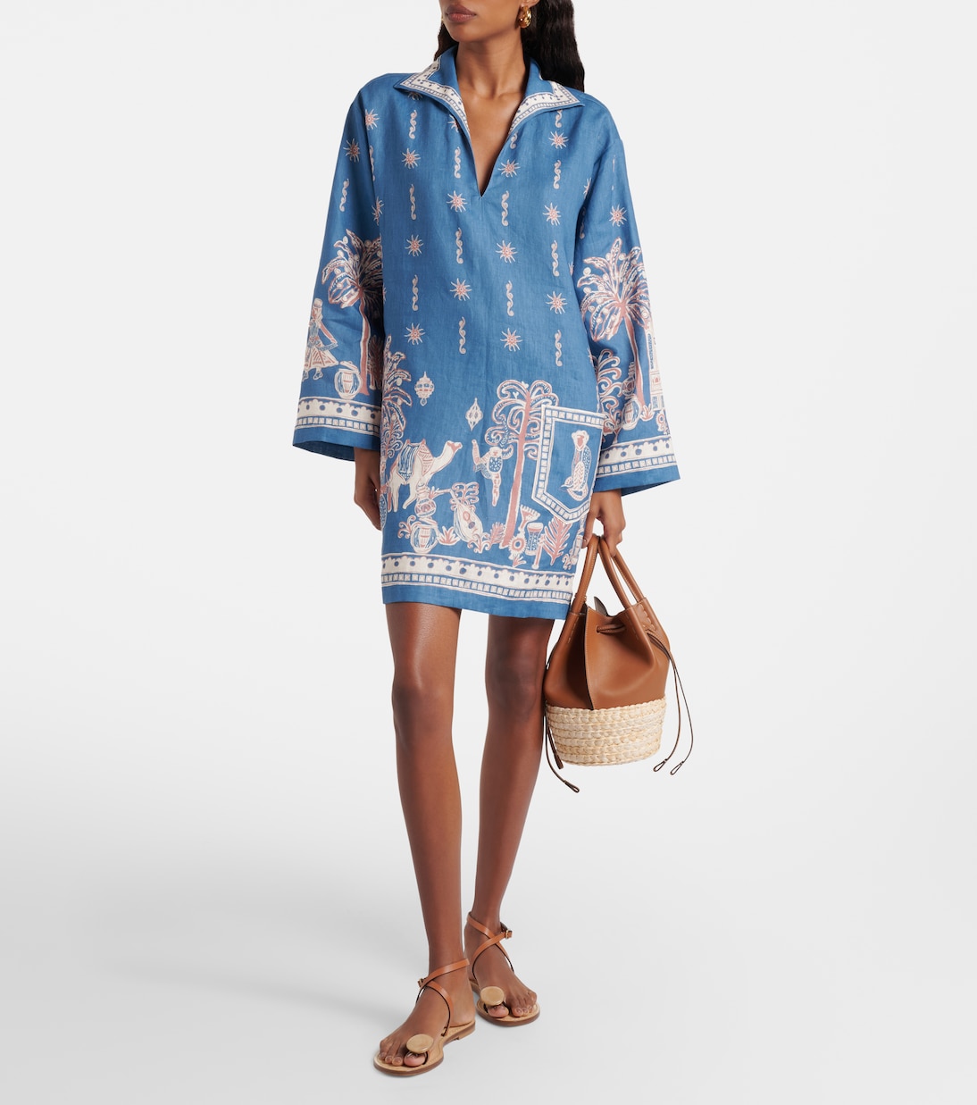 Miniabito in lino con stampa acacia | Alémais