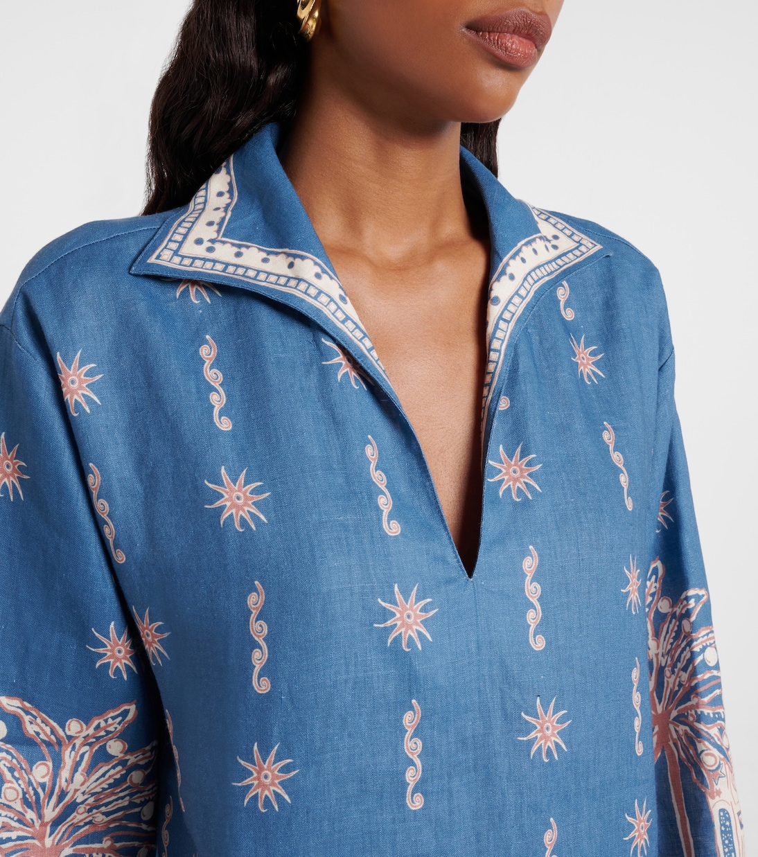 Miniabito in lino con stampa acacia | Alémais
