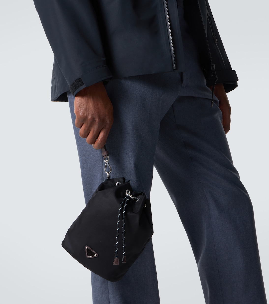 Prada Speedrock Re-Nylon leather-trimmed pouch | Prada