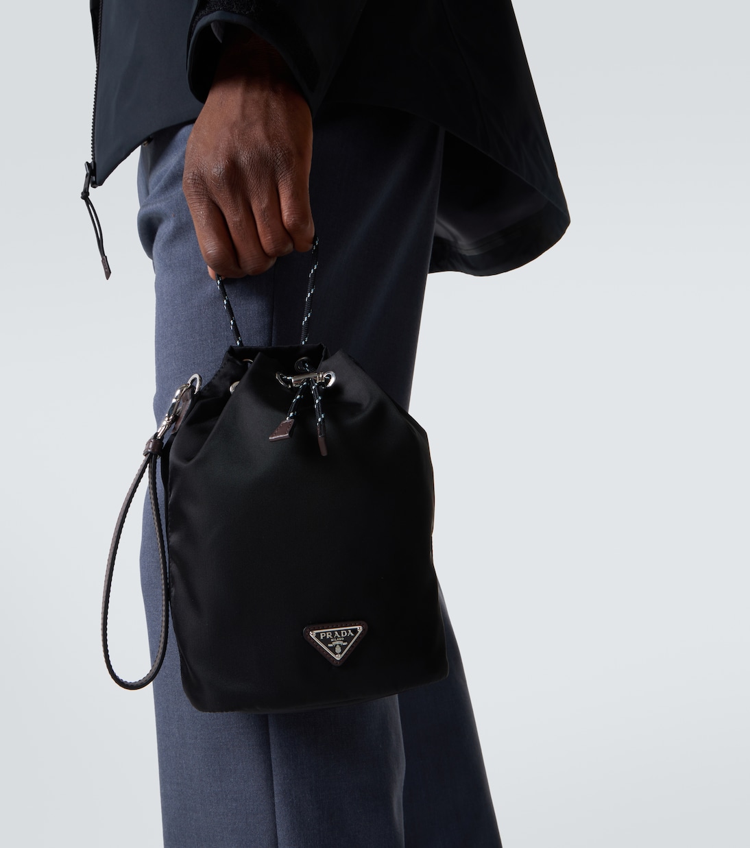 Prada Speedrock Re-Nylon leather-trimmed pouch | Prada