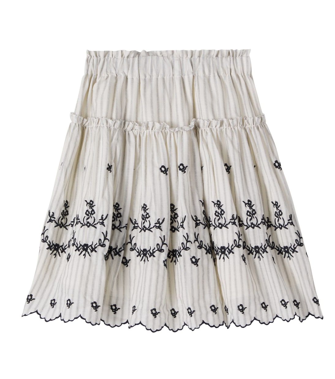 Embroidered striped cotton skirt | C'era Una Volta