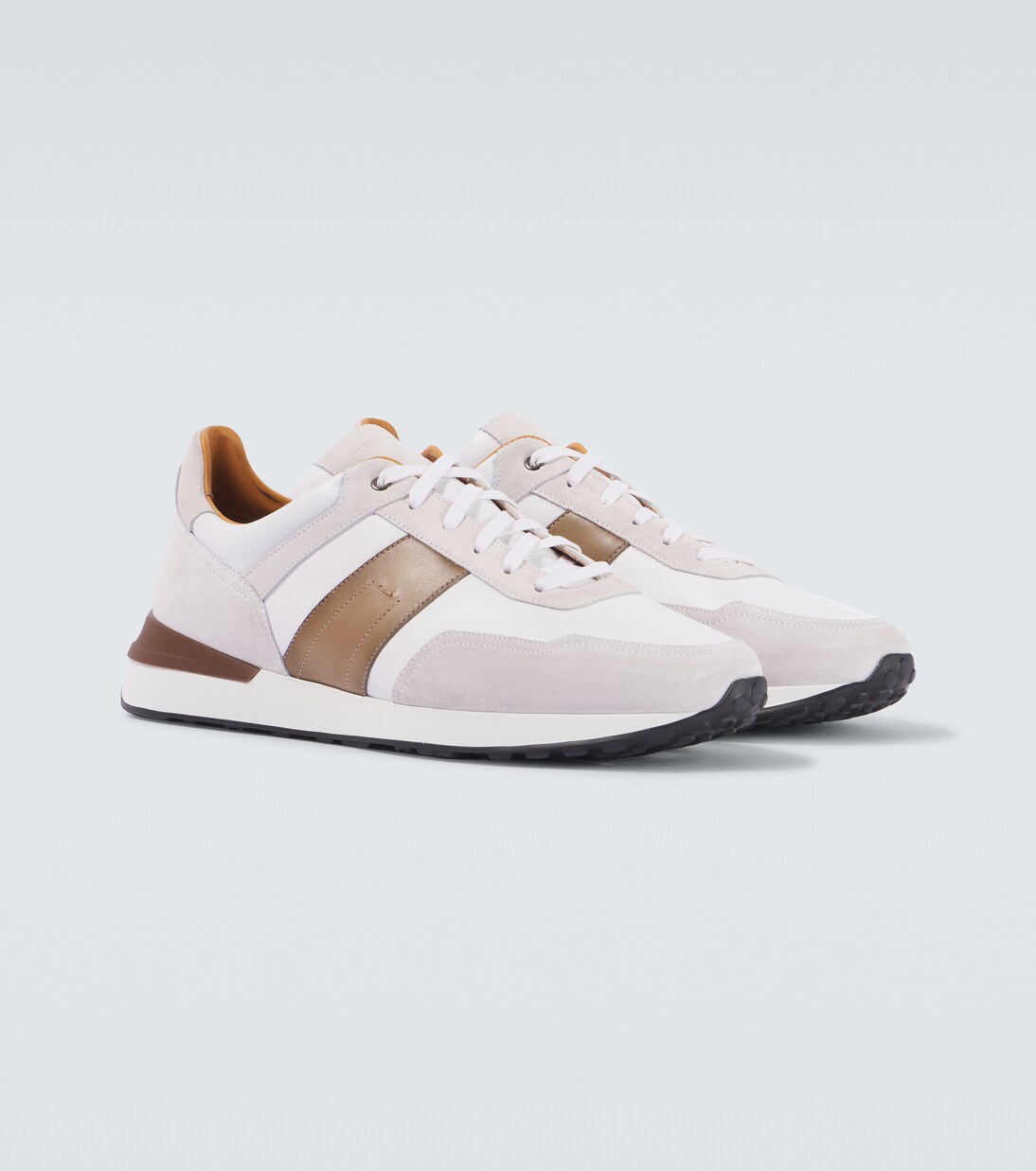Grafton leather-trimmed sneakers | Magnanni