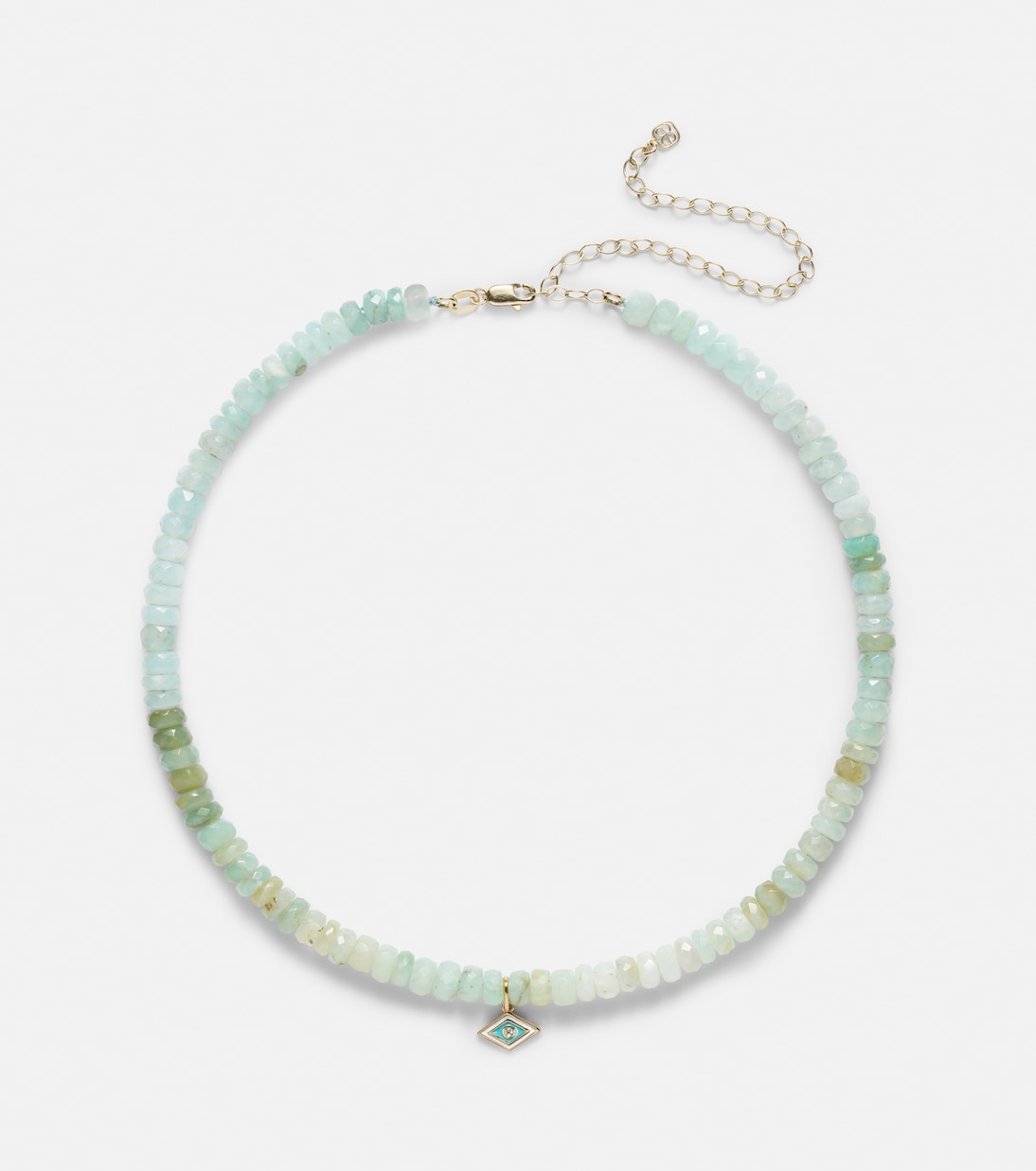 Tiny Groovy Eye 14kt gold beaded choker with diamond | Sydney Evan