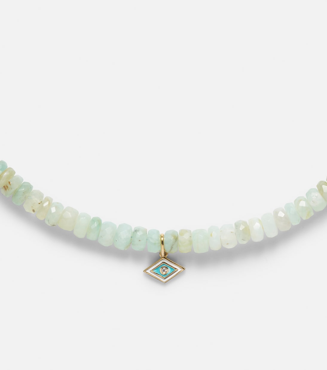 Tiny Groovy Eye 14kt gold beaded choker with diamond | Sydney Evan