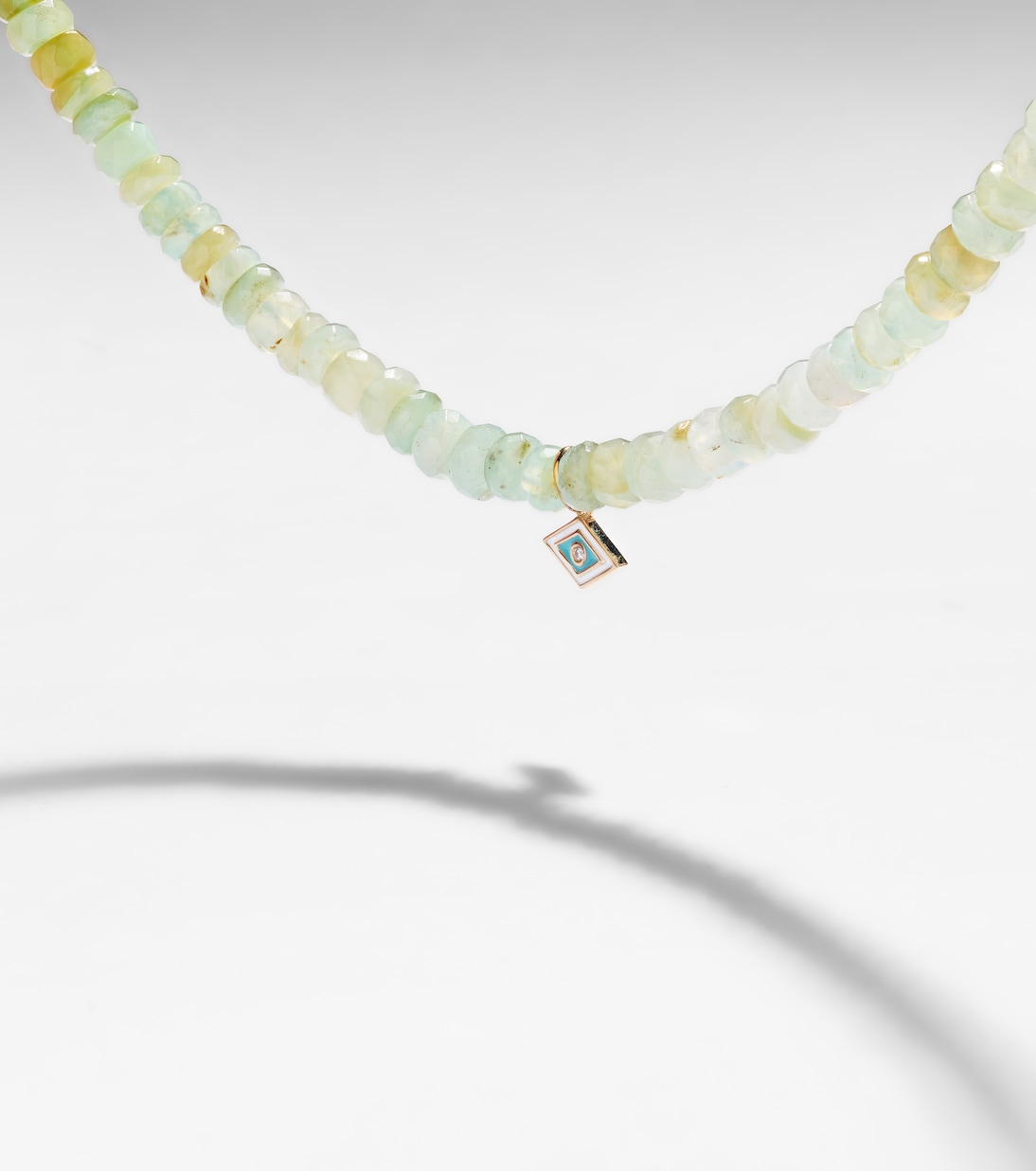 Tiny Groovy Eye 14kt gold beaded choker with diamond | Sydney Evan