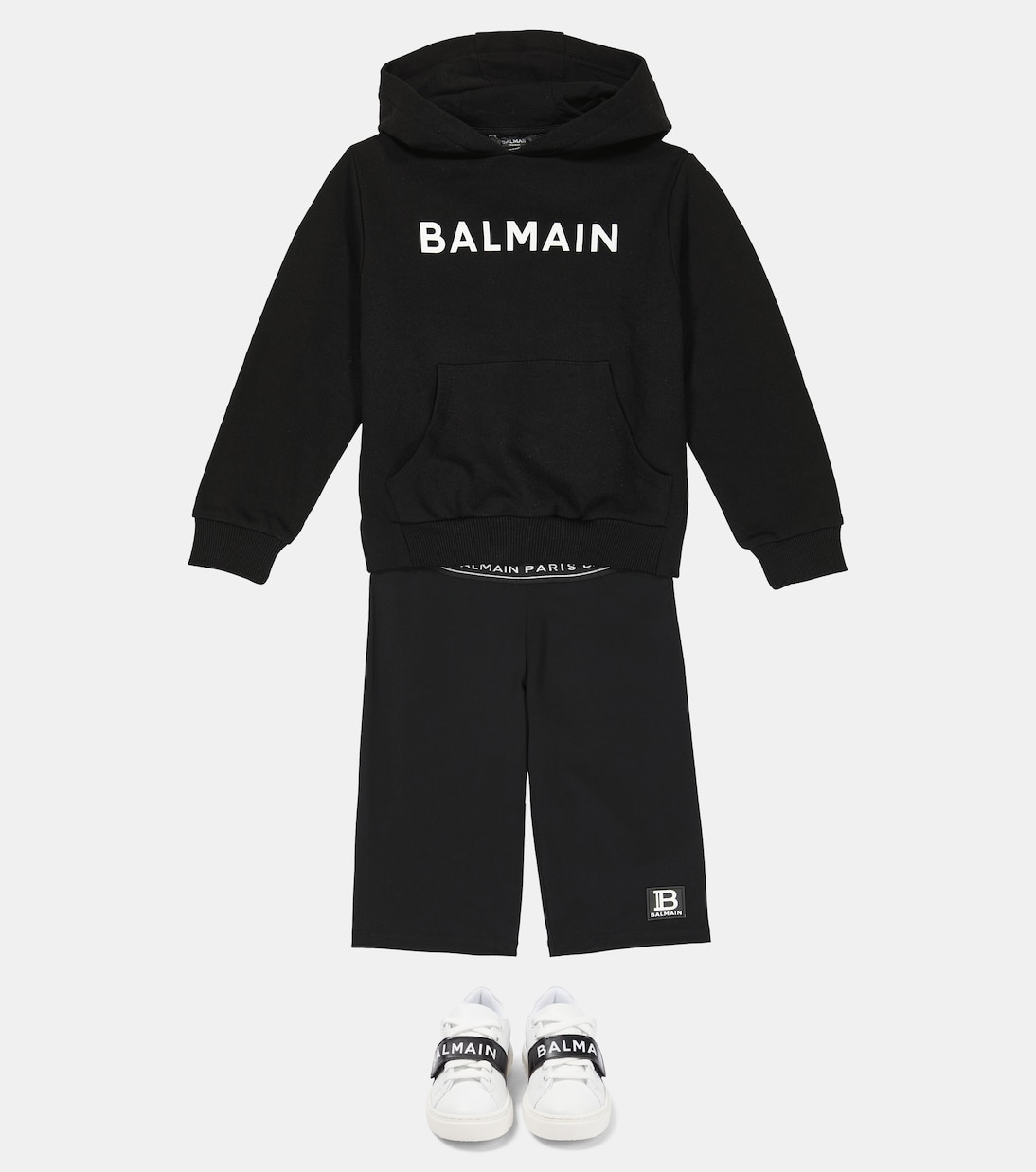 Felpa in cotone con cappuccio e logo | Balmain Kids