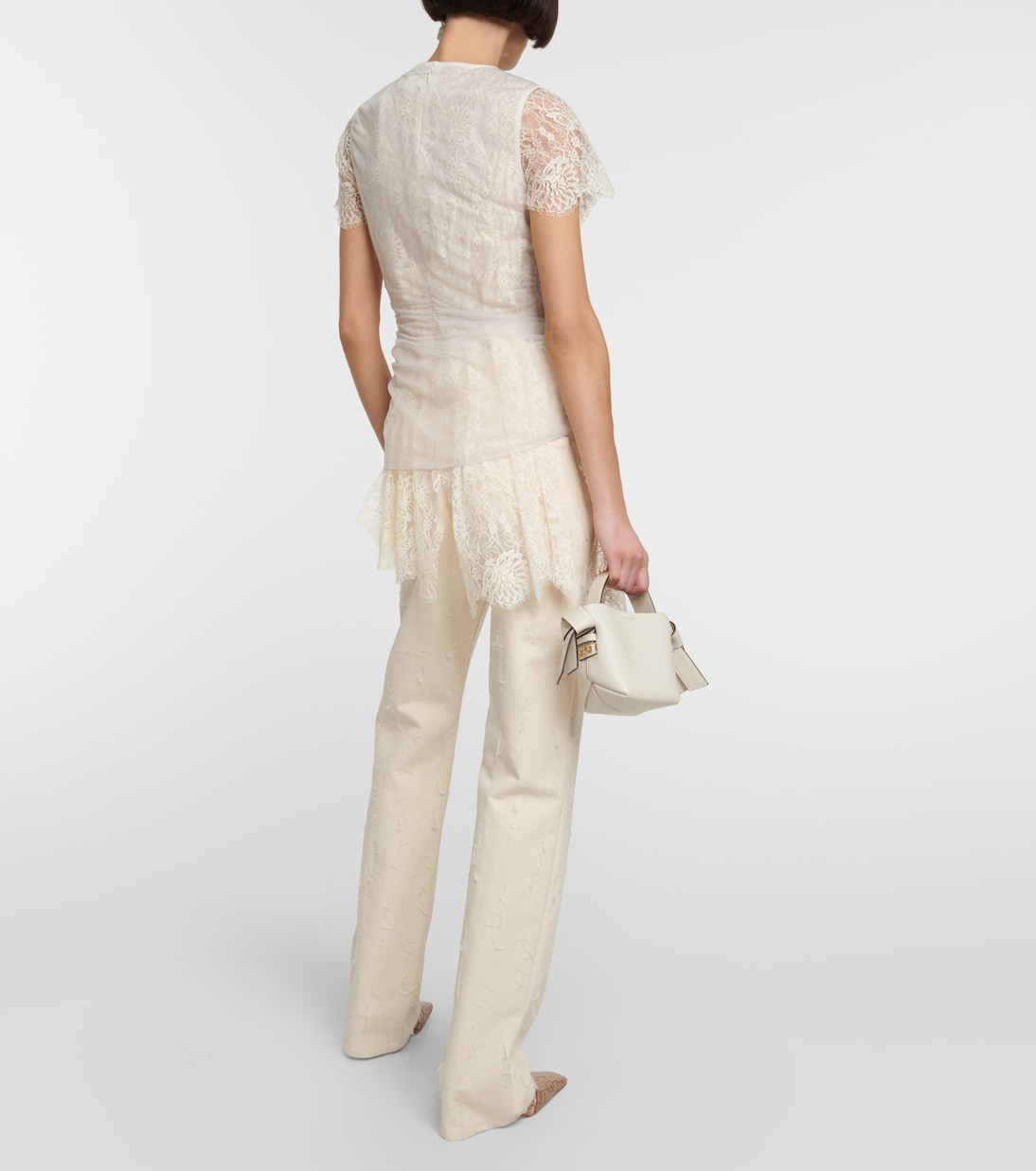 Bow-embellished layered lace top | Acne Studios