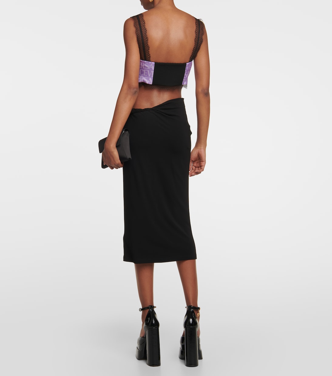 Brassière en soie et dentelle à logo | Versace