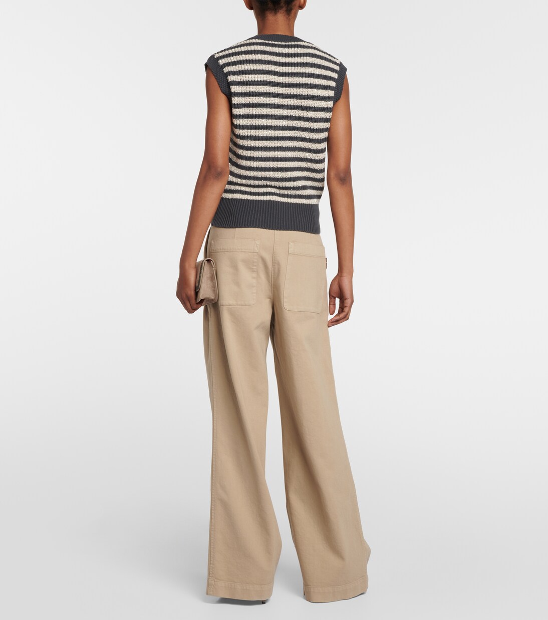 Pull sans manches en coton à ornements | Brunello Cucinelli