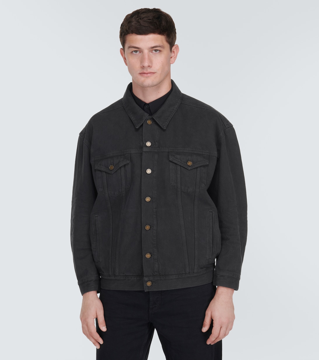 Saint laurent oversized denim shirt cheap