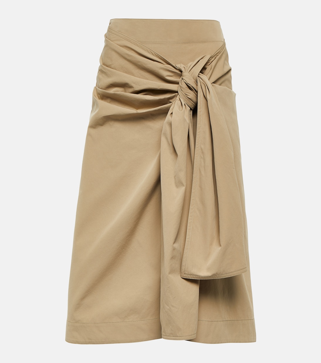 Falda midi de algodón drapeados | Bottega Veneta
