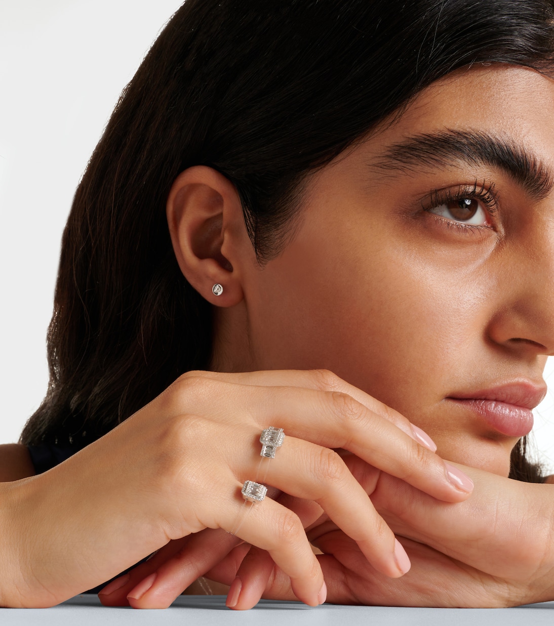 Bague Floating en or blanc 18 ct et diamants | Persée