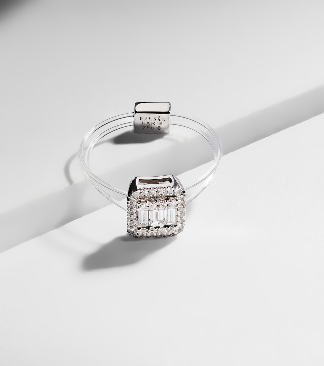 Bague Floating en or blanc 18 ct et diamants | Persée