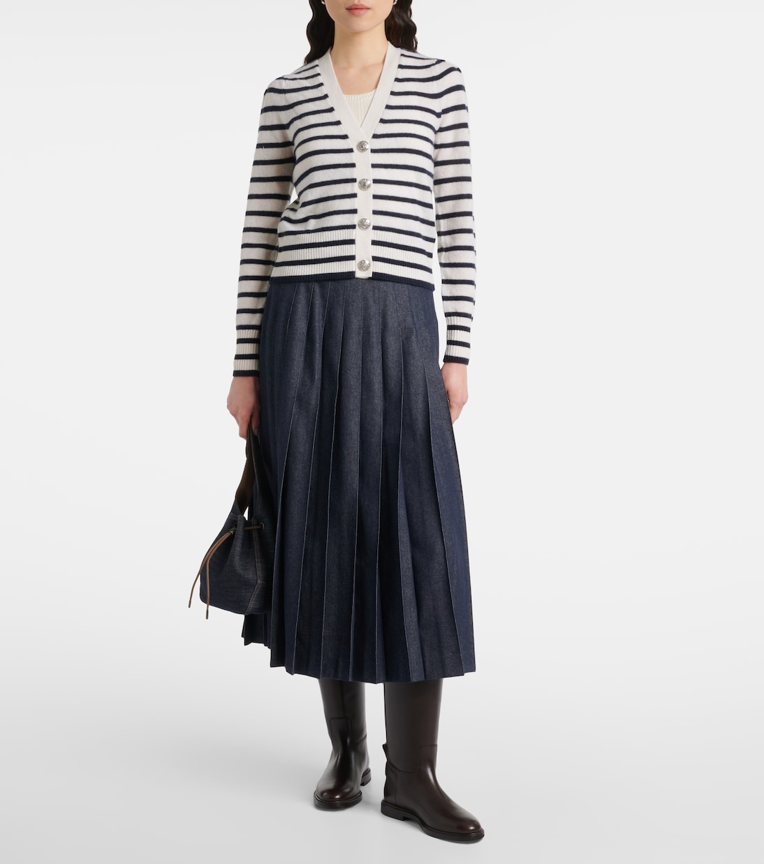 Cardigan Solene in cashmere a righe | Veronica Beard