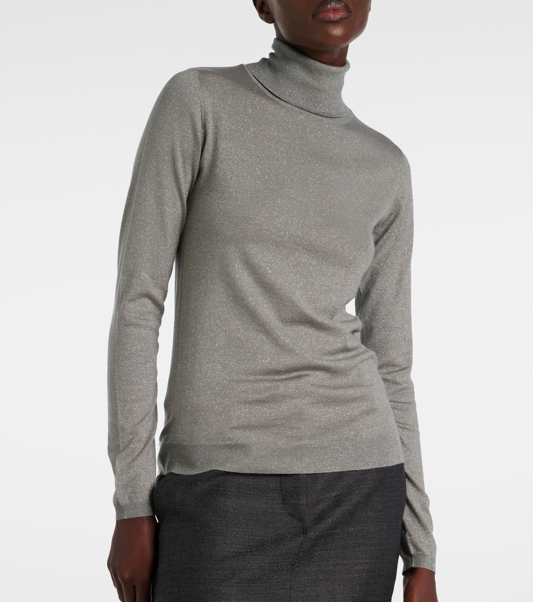 Jersey de cuello alto de cachemir y seda | Brunello Cucinelli