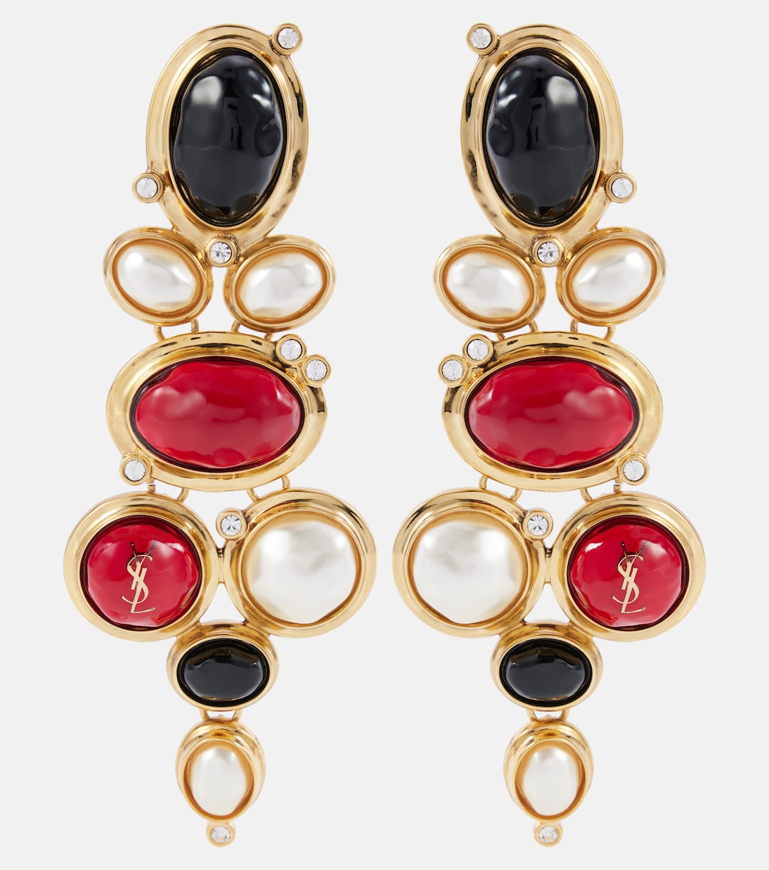 Cassandre embellished clip-on earrings | Saint Laurent