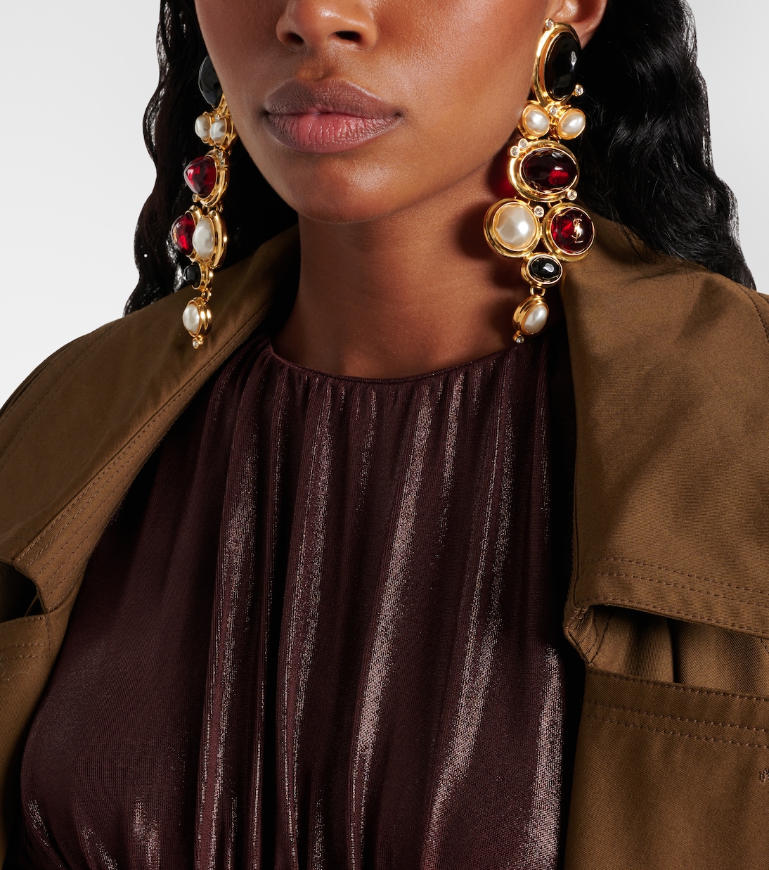 Cassandre embellished clip-on earrings | Saint Laurent
