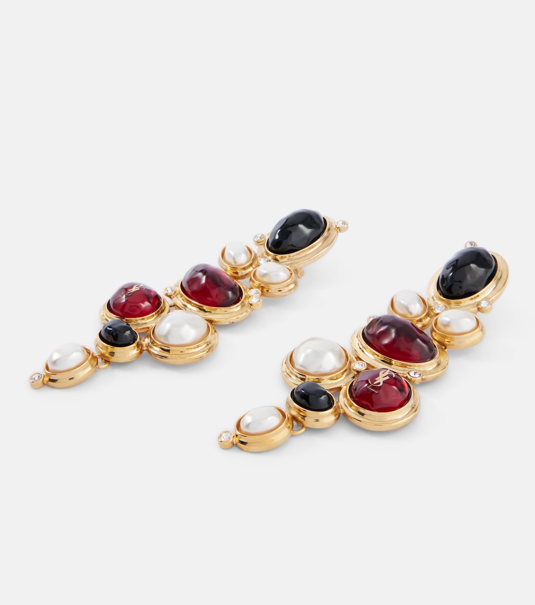 Cassandre embellished clip-on earrings | Saint Laurent