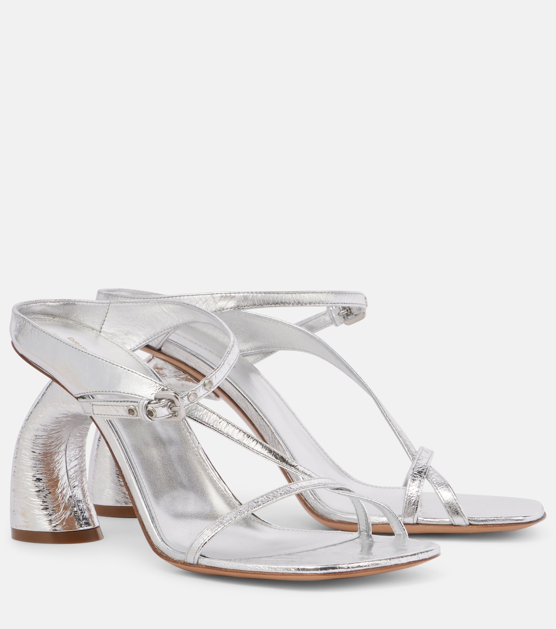 Mules in pelle lucida metallizzata firmate Dries Van Noten, stile giovane e moderno