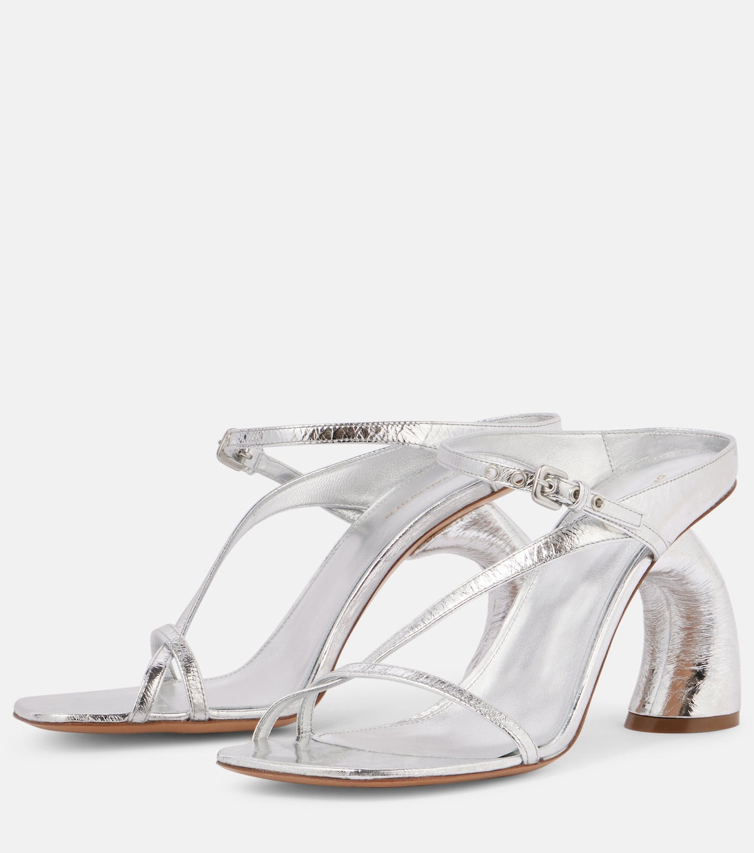 Mules in pelle lucida metallizzata firmate Dries Van Noten, stile giovane e moderno