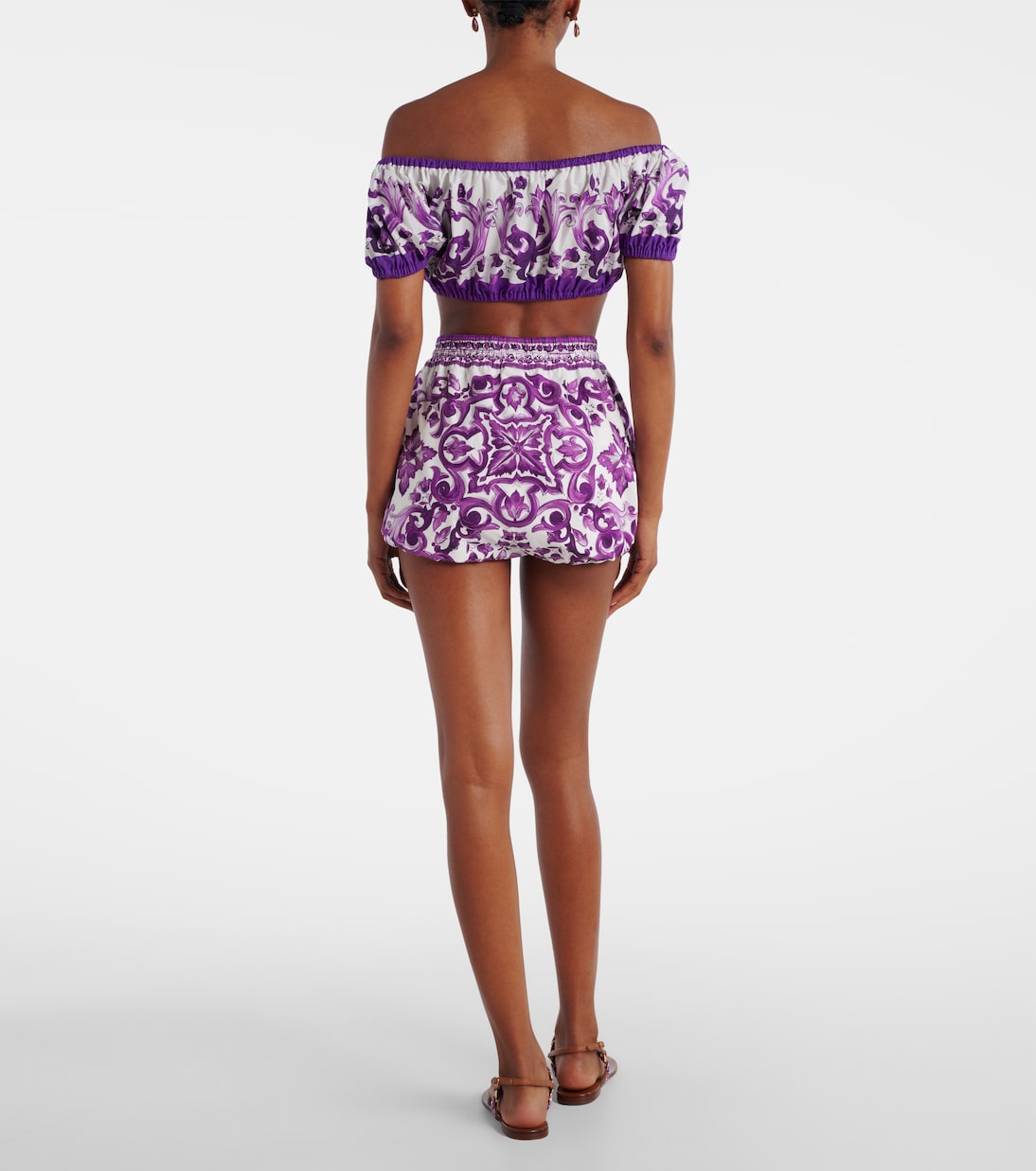 Shorts in popeline di cotone Majolica | Dolce&Gabbana