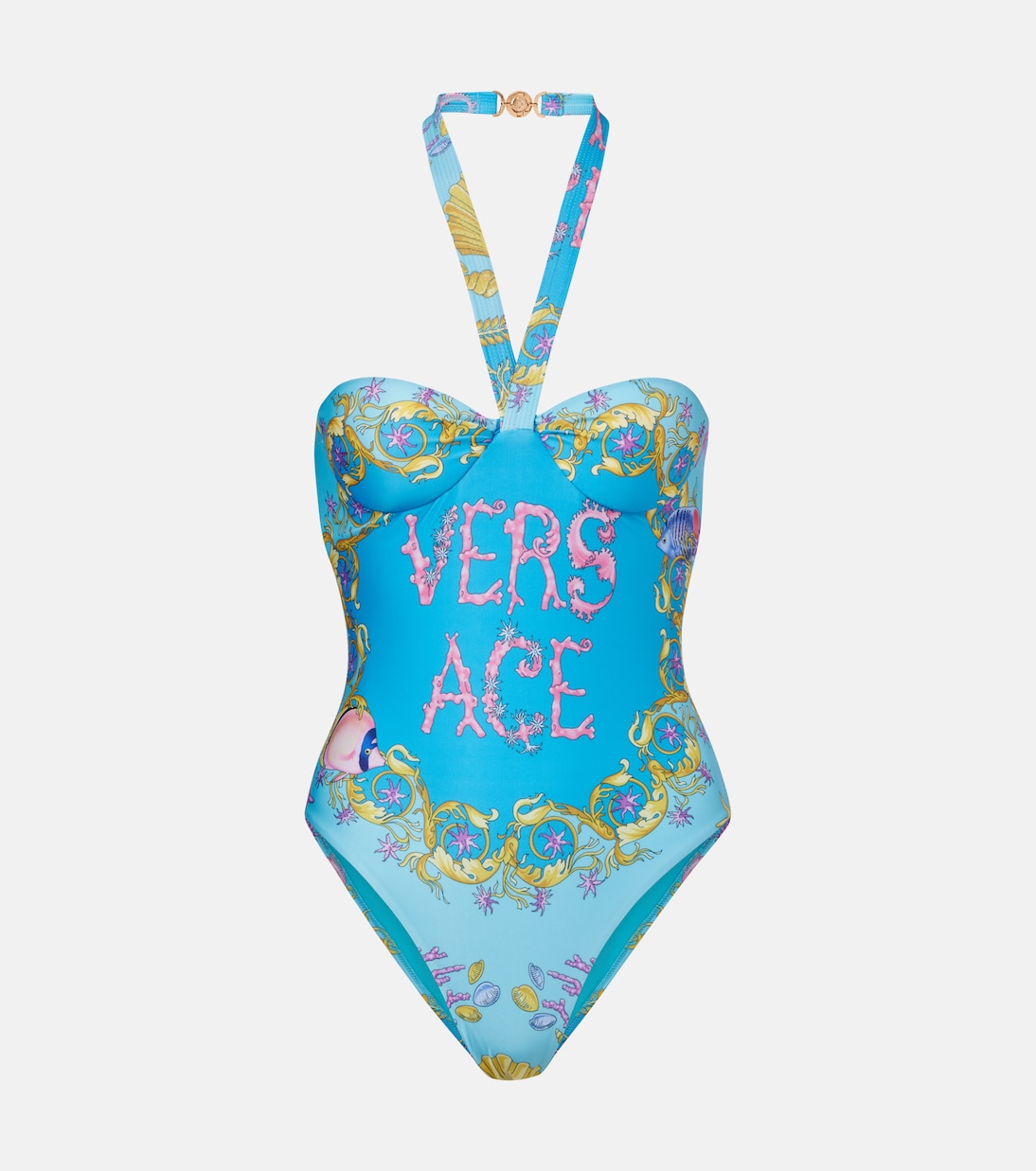 Bañador estampado con cuello halter | Versace