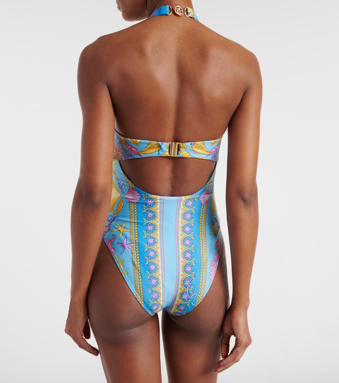 Bañador estampado con cuello halter | Versace