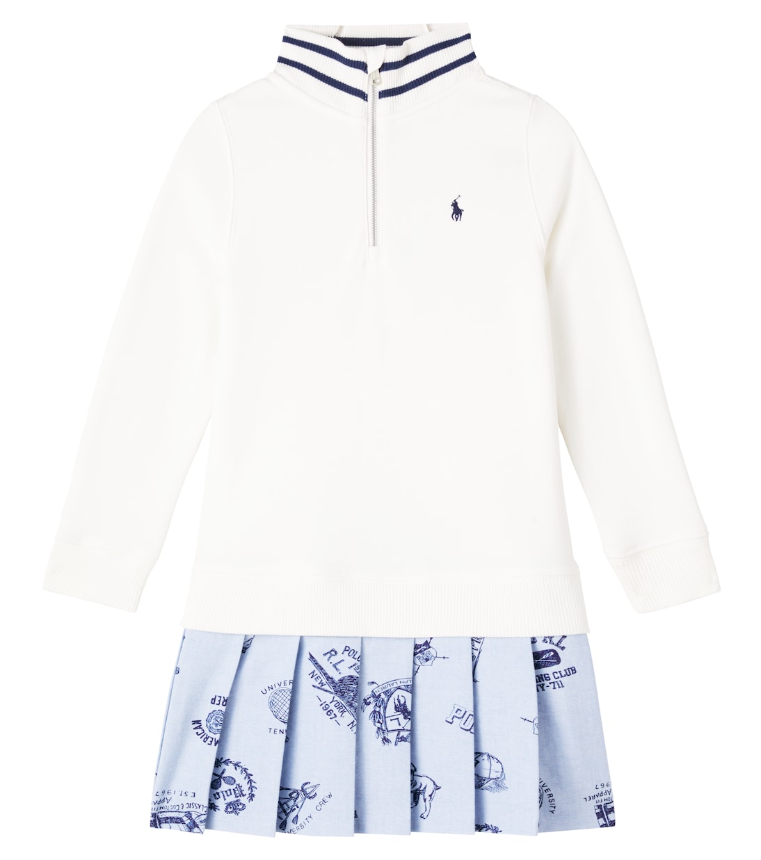 Pleated cotton-blend terry polo dress | Polo Ralph Lauren Kids