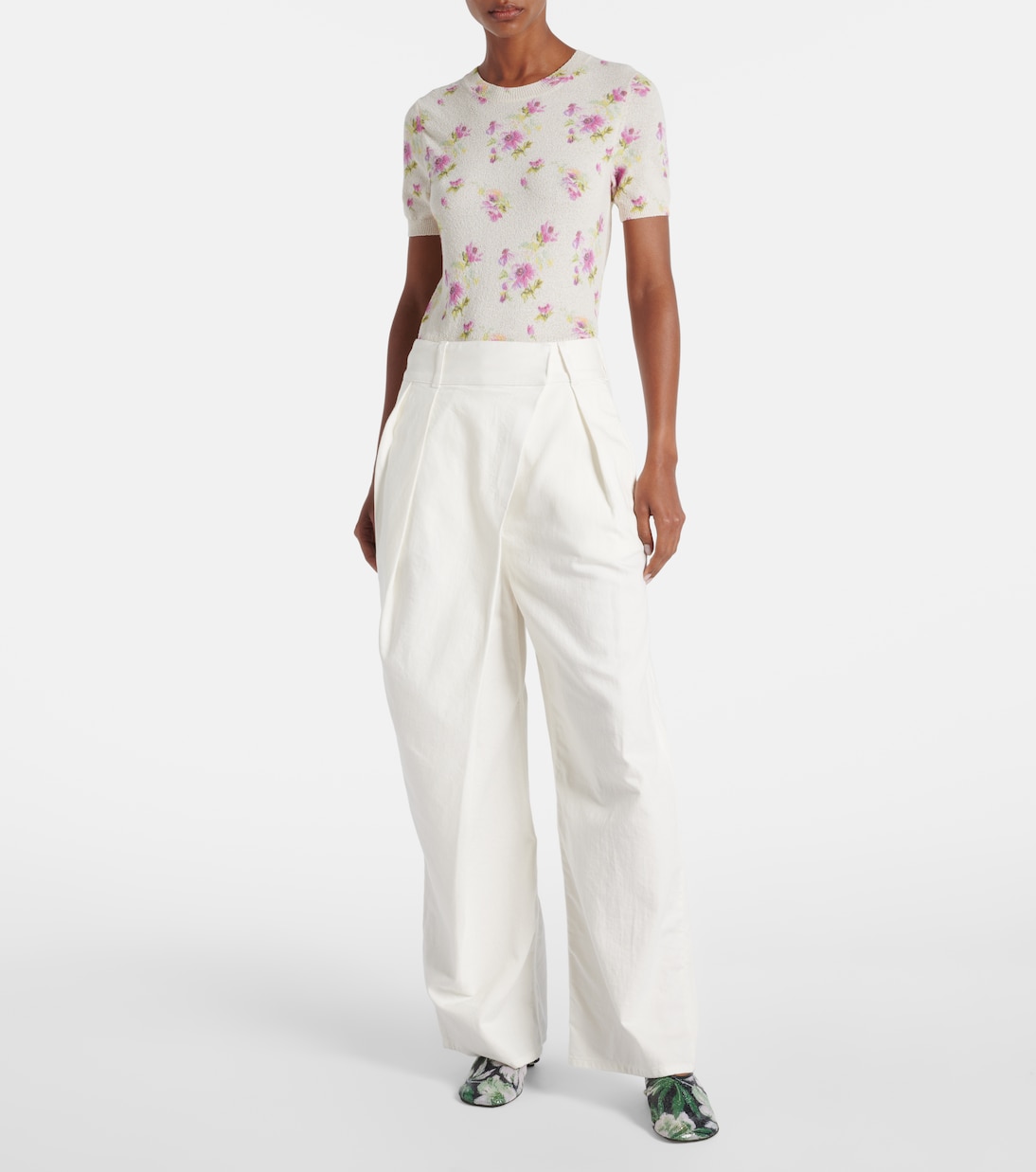 Weite High-Rise-Hose aus Baumwoll-Twill | Loewe