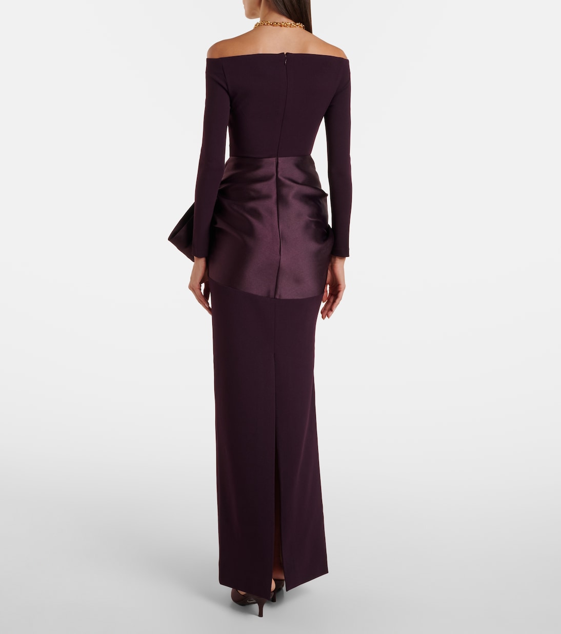 Kori bow-detail off-shoulder gown | Solace London