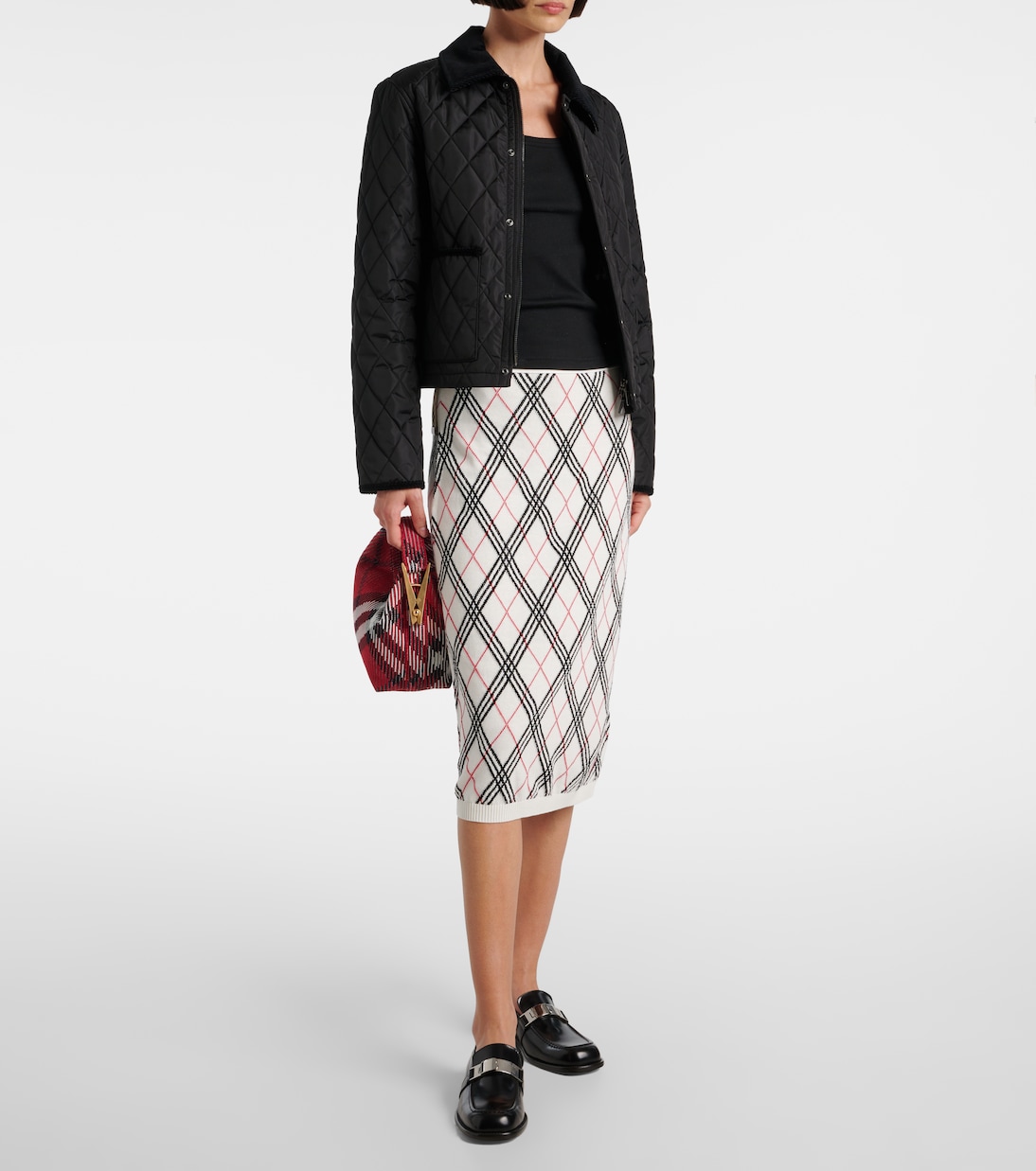 Falda midi Argyle de algodón | Burberry