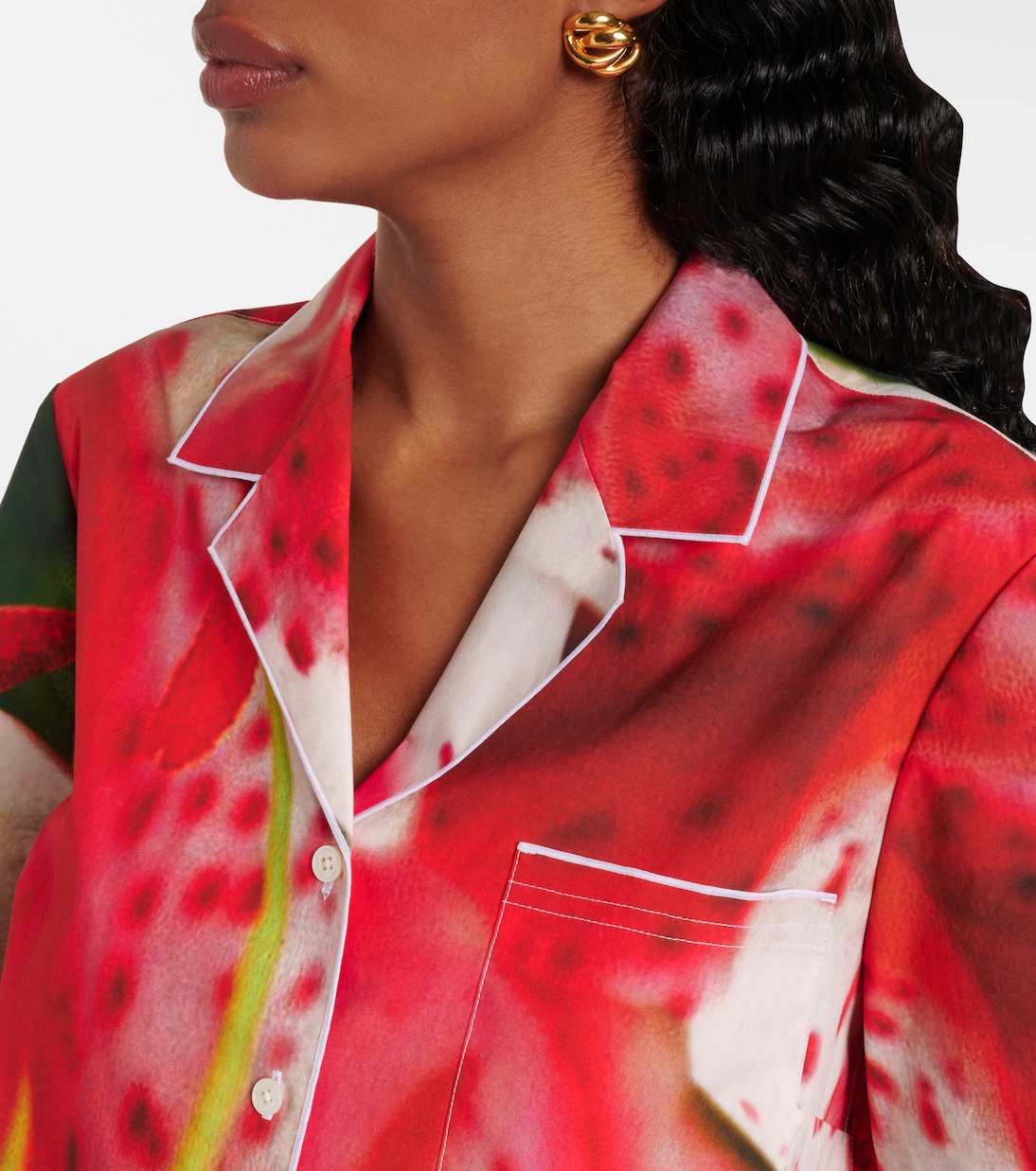 Camicia in twill di misto cotone con stampa | Tory Burch