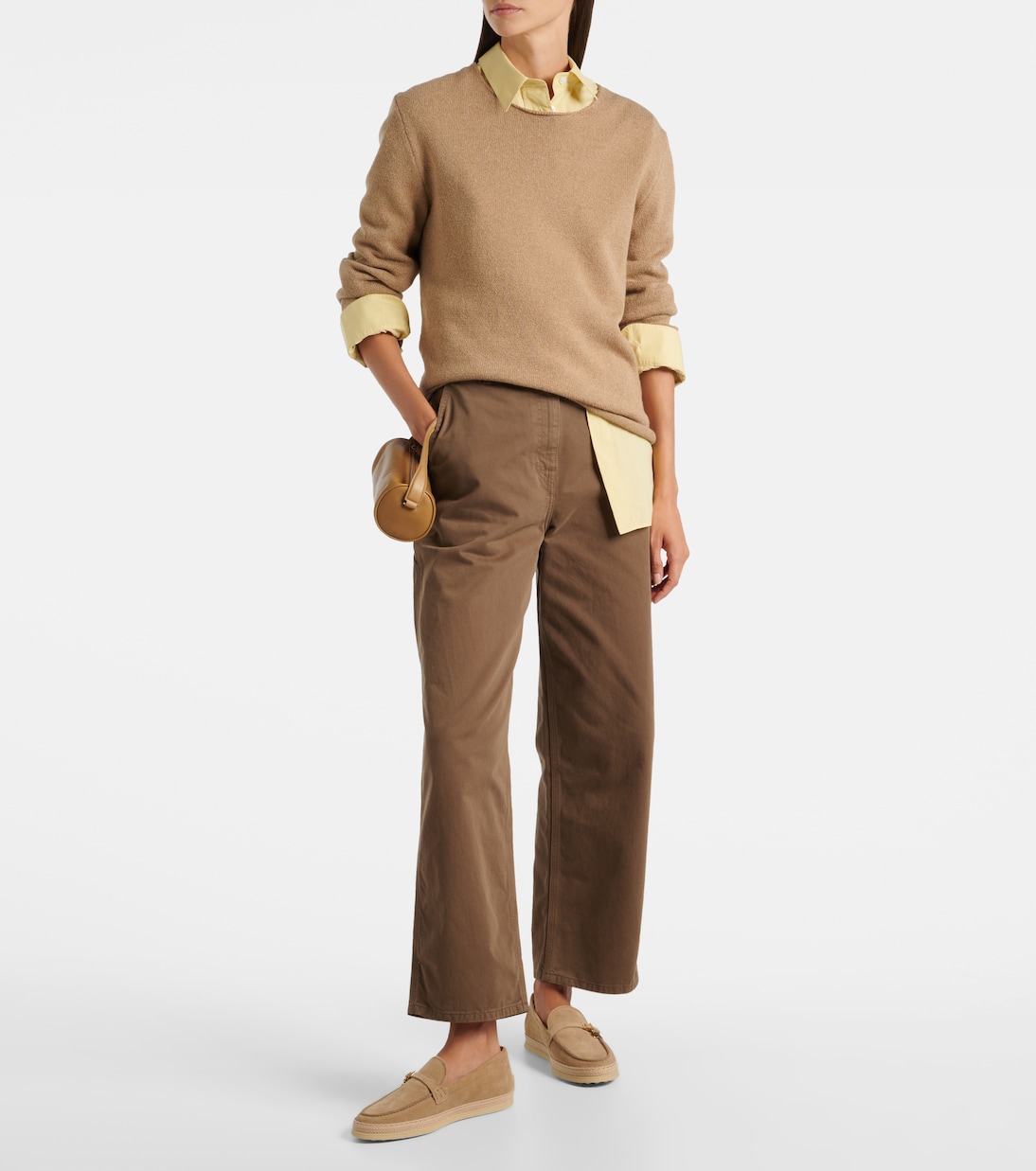 Raffia-trimmed suede loafers | Tod's