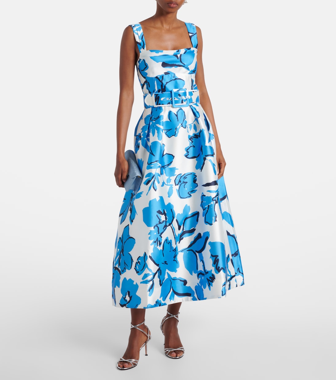 Vestido midi Sapphira floral con cinturón | Rebecca Vallance