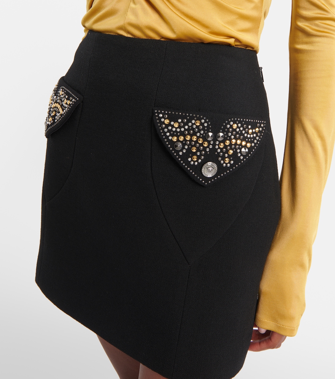 Virgin wool crêpe miniskirt | Versace