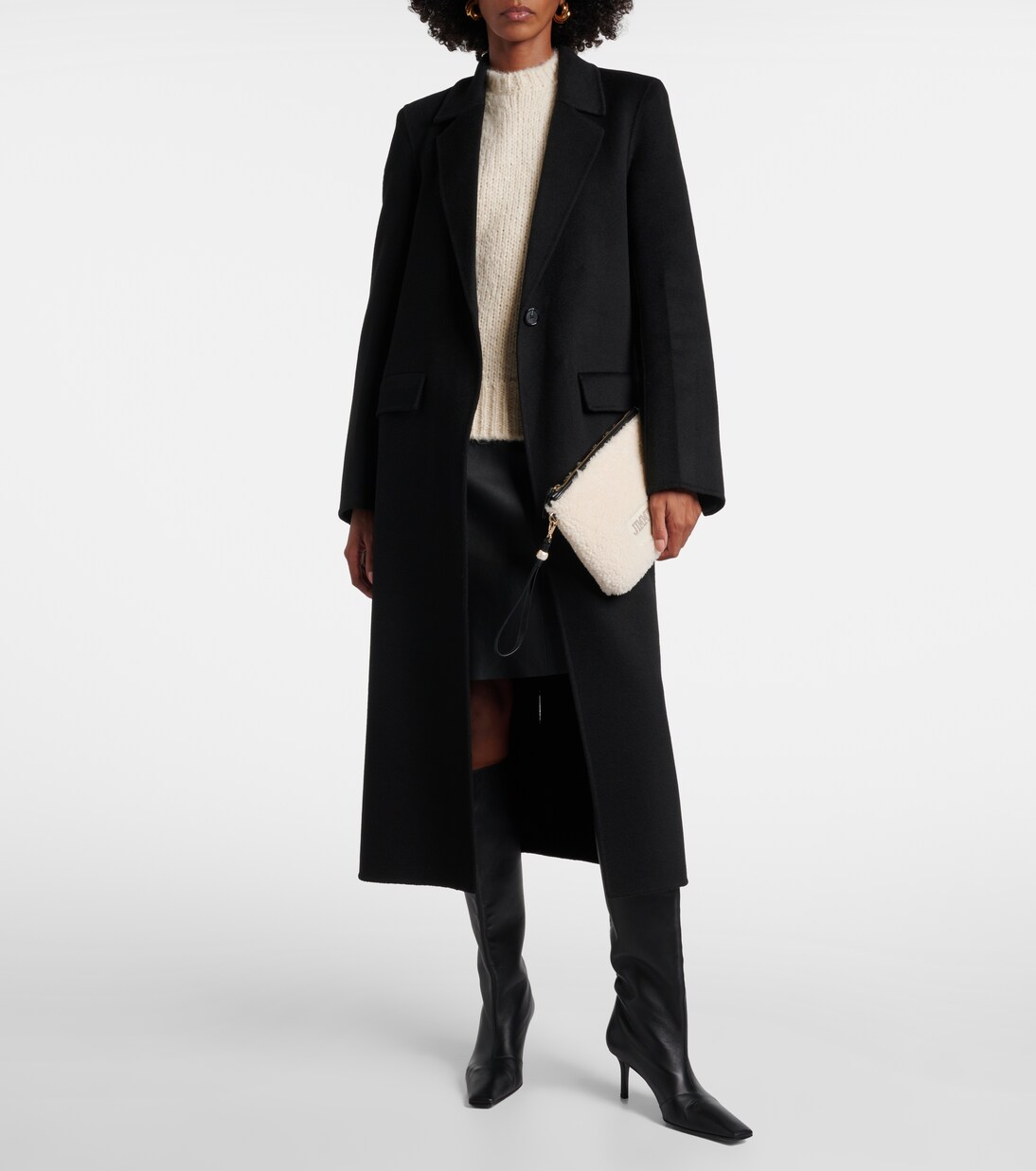 Bustina in shearling con logo e tracolla | Jimmy Choo