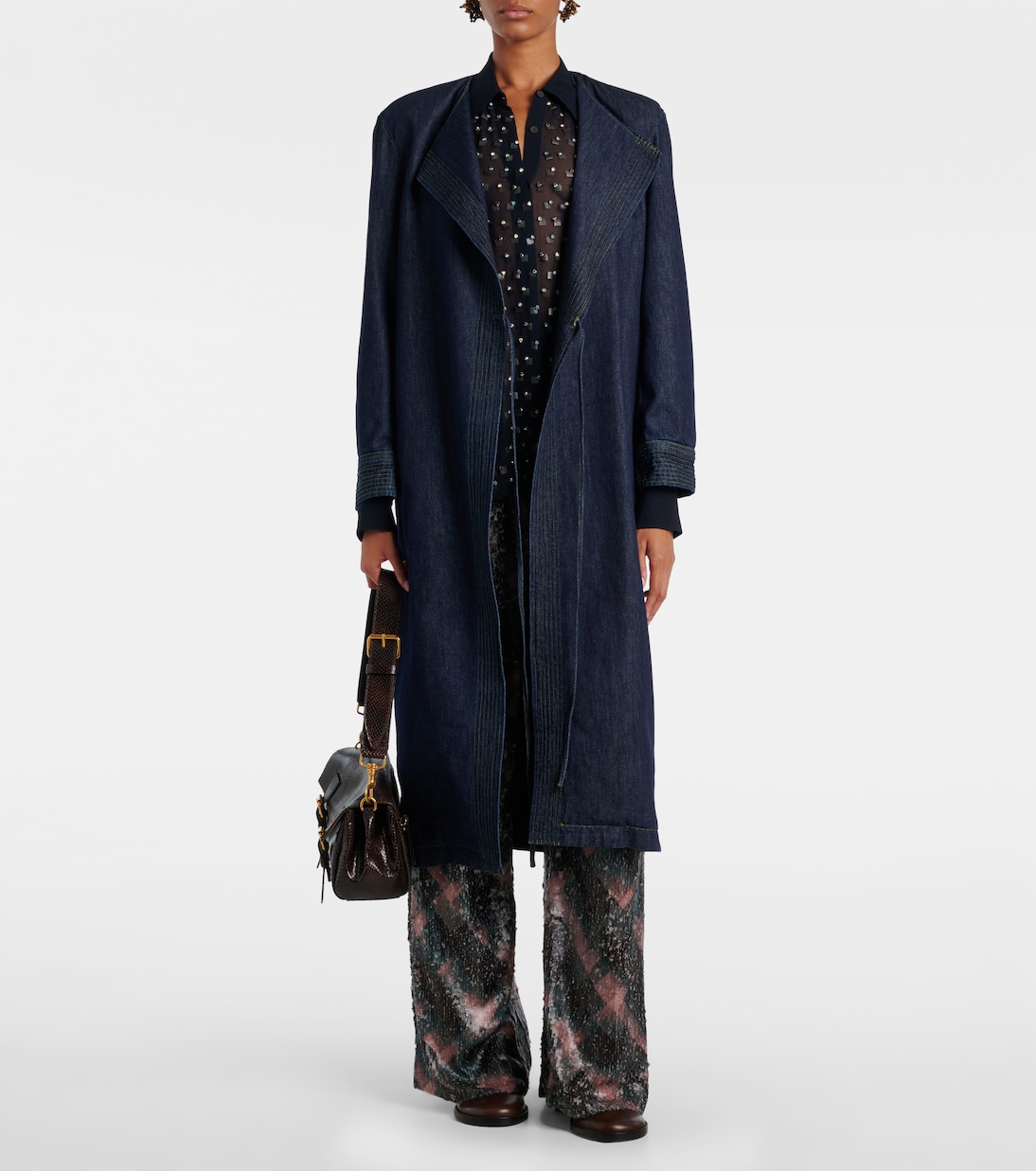 Abrigo envolvente de denim | Dries Van Noten