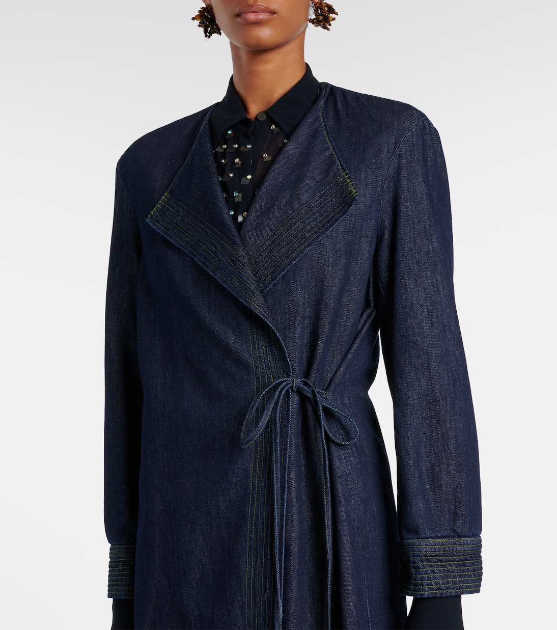 Abrigo envolvente de denim | Dries Van Noten