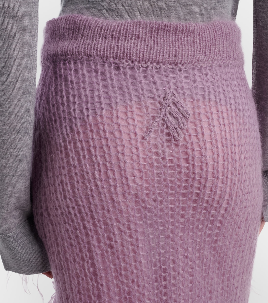 Falda midi de punto con plumas  | The Attico