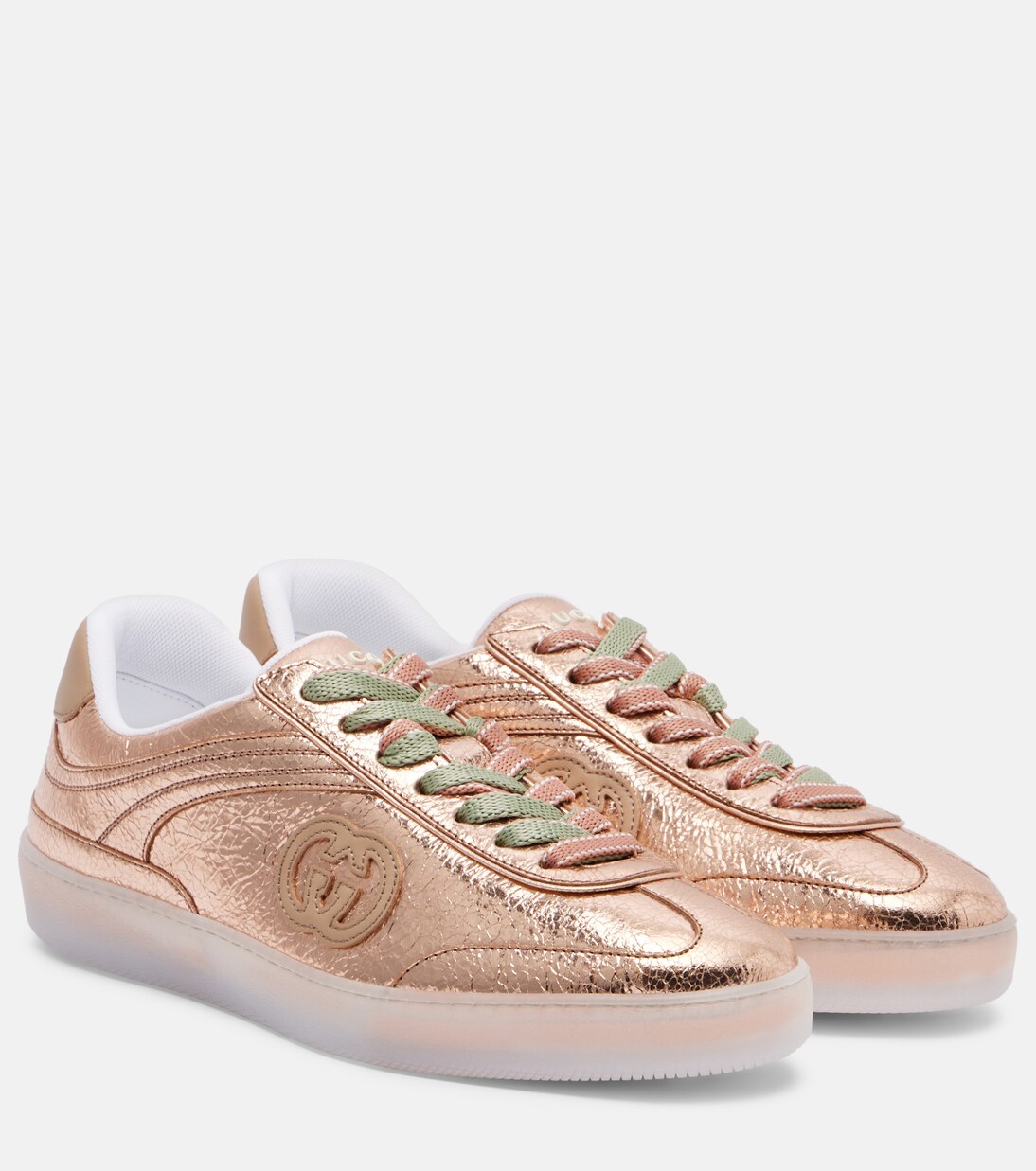 G75 metallic leather sneakers | Gucci