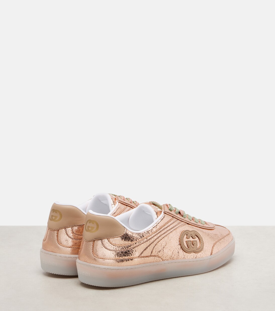 G75 metallic leather sneakers | Gucci