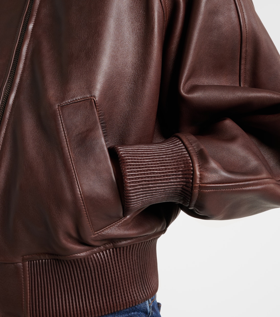 Cropped leather blouson jacket | Polo Ralph Lauren