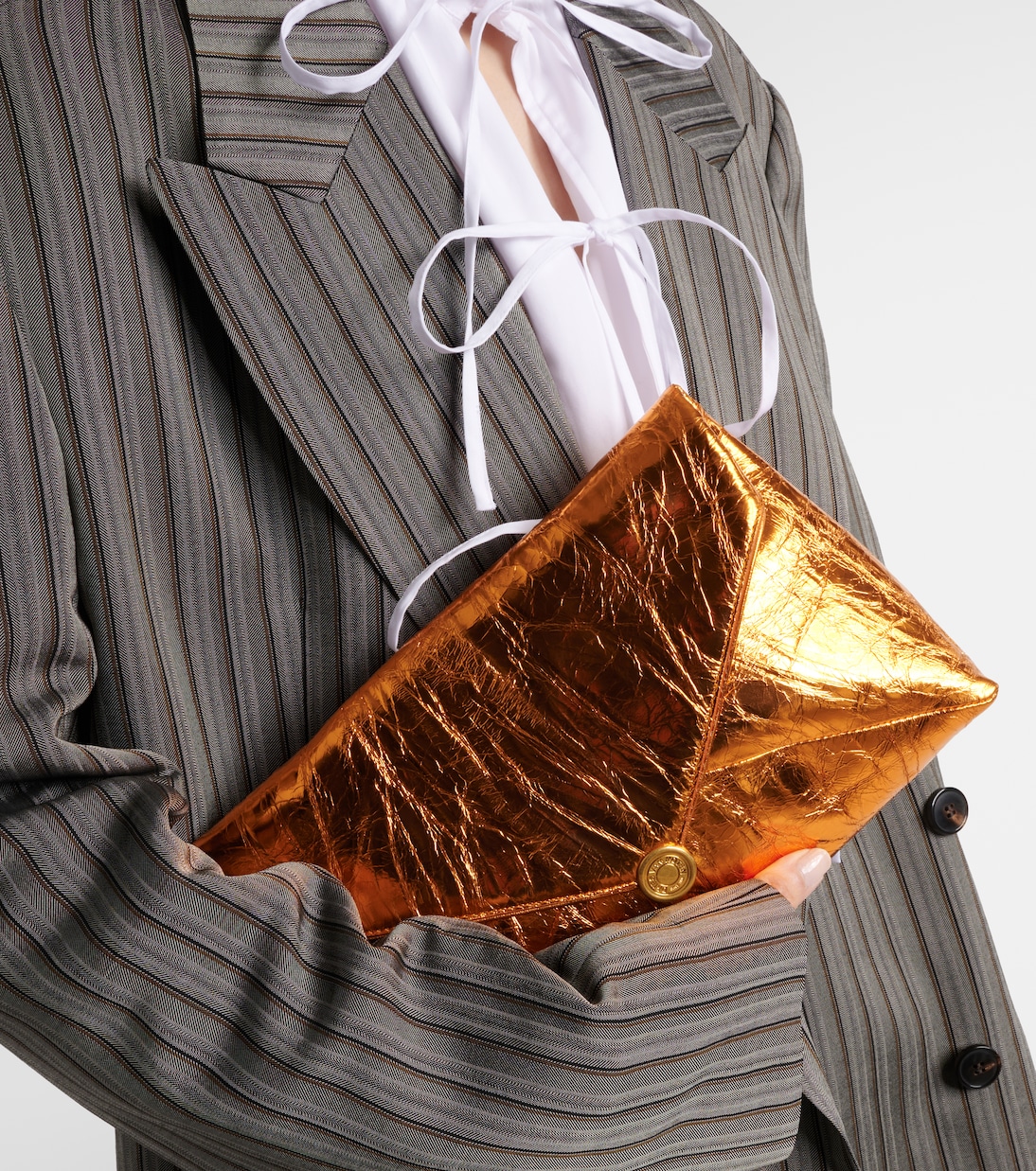 Envelope Medium metallic leather clutch | Dries Van Noten