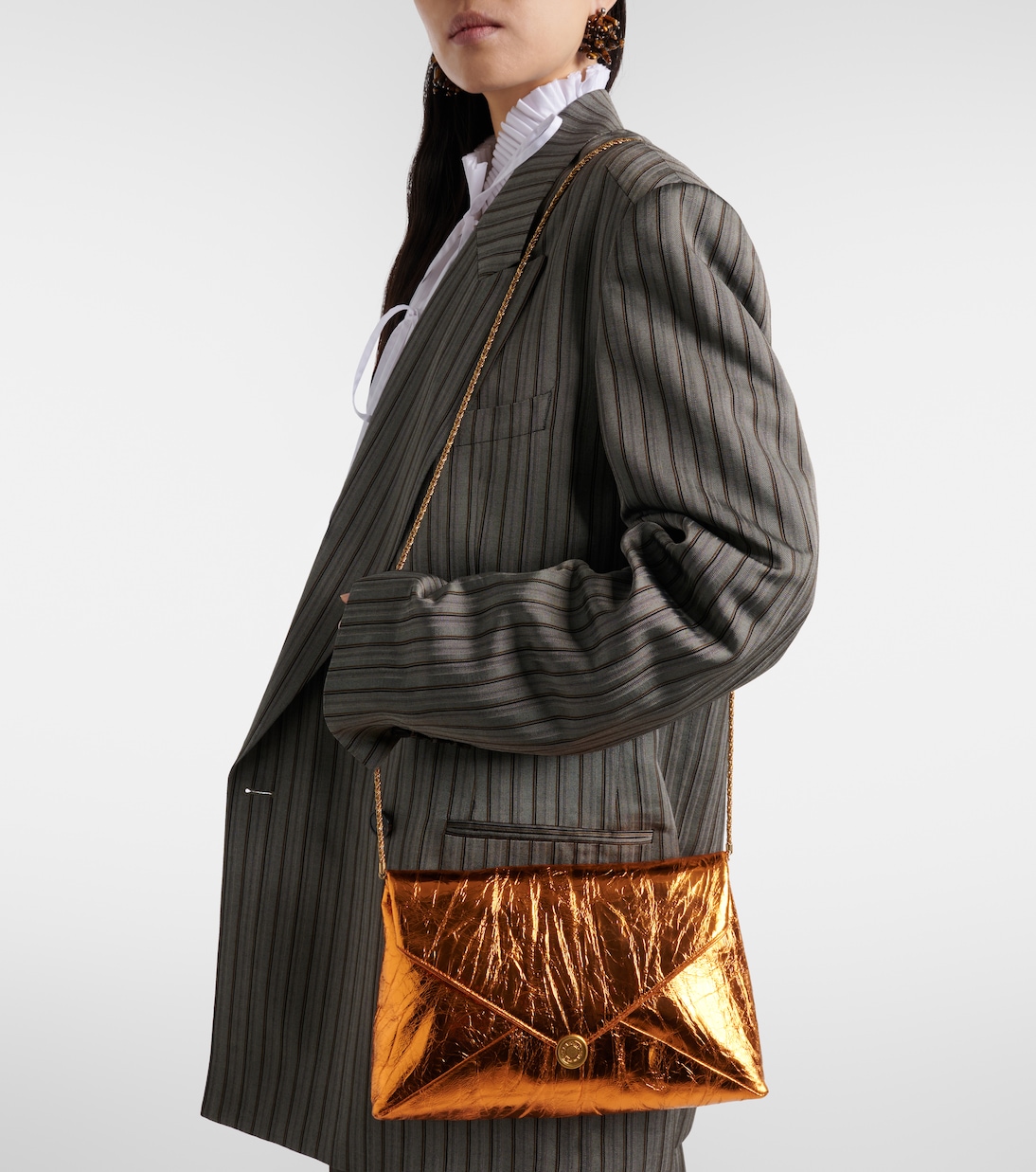 Envelope Medium metallic leather clutch | Dries Van Noten